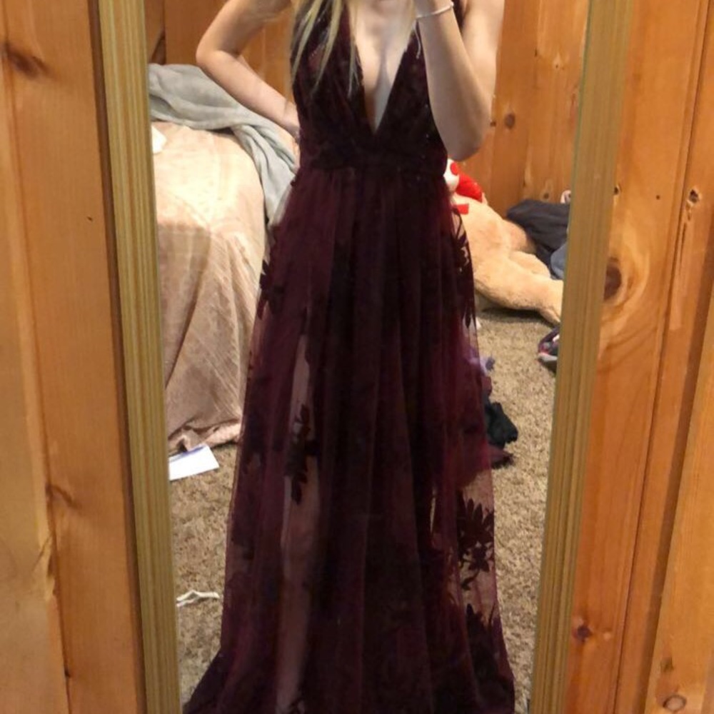 sexy maroon prom dress